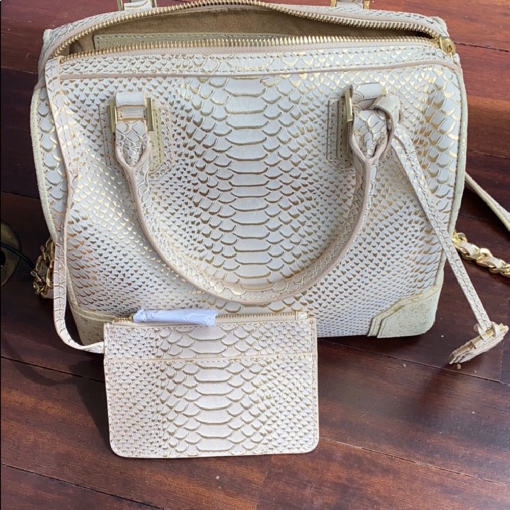 Alice and Olivia Gold and Cream Bag